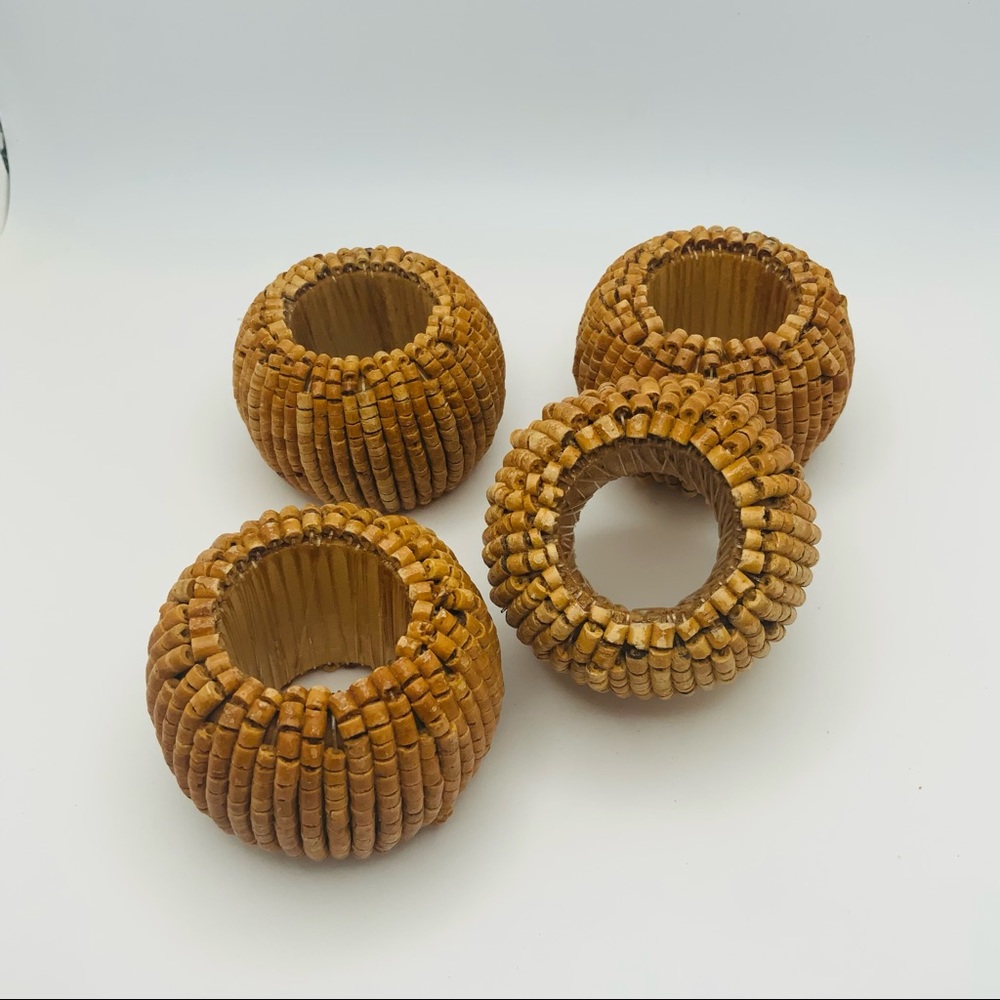 Napkin ring holder set of 4 boho style farmhouse‎